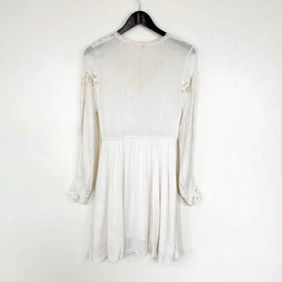 Free People FP One Crocheted Lace Long Sleeve Paige Dress in Ivory size small - Picture 6 of 9
